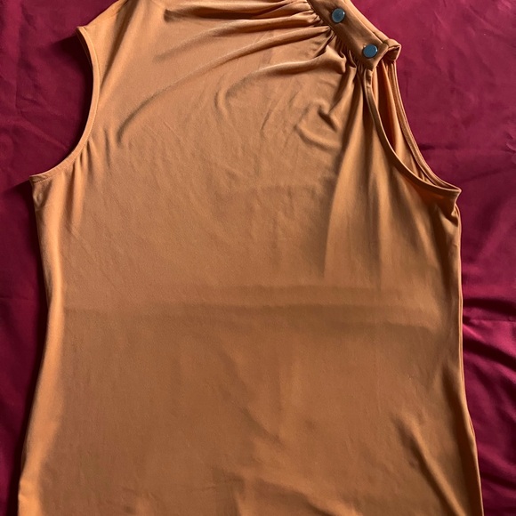 DKNY Orange Sleeveless Blouse with Button Accents. NWT - Picture 2 of 4